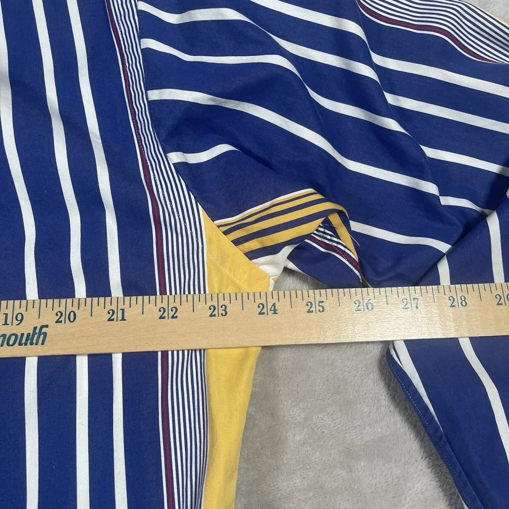 Vintage Ralph Lauren Shirt Mens M Yellow Blue Striped Button Up Retro 90s‎